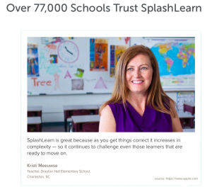 Over 77000 schools trust splashlearn parent testimonial