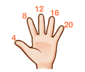 Multiplication strategy 1 - multiplying with fingers 