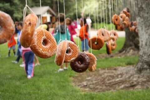 Donuts on a string - Best DIY Halloween party games for kids 