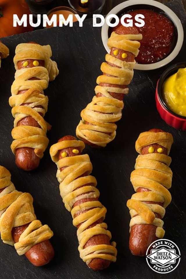 Image showing mummy dogs - a halloween food