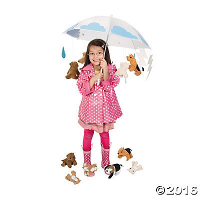 Image of a girl in a raining cats dogs Halloween costume