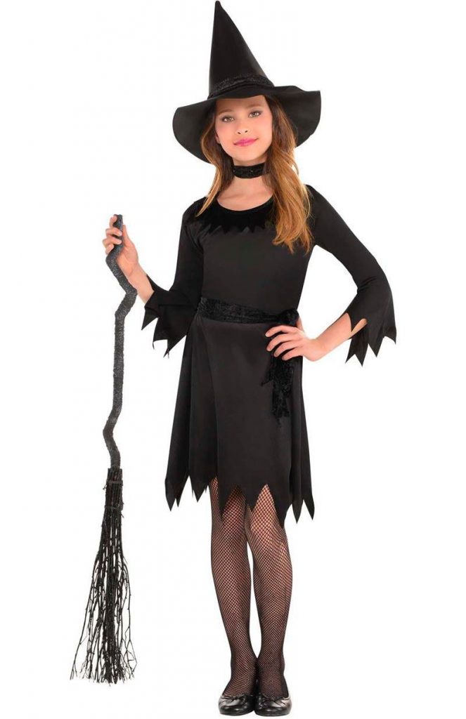 Image of a girl in witch costume for halloween