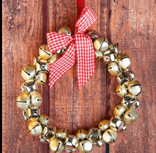 An image of a Christmas craft made of jingle bells 