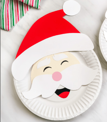 An image of a Christmas craft - Santa Claus on a paper plate 