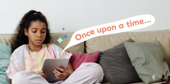 Image of a girl reading a storybook online