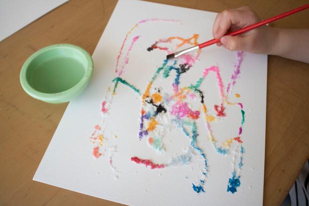 Image of a painting made by salt & colors - fun crafts for kids 