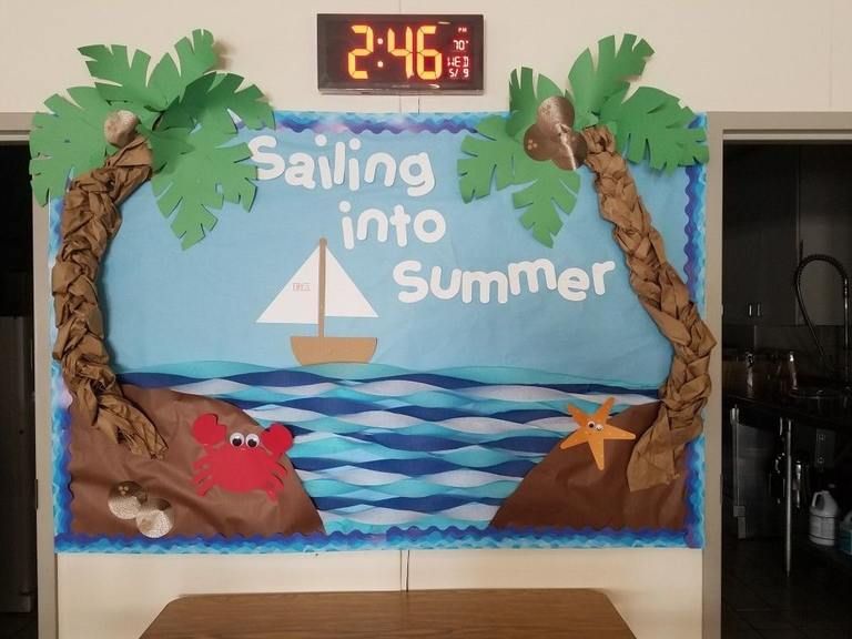 Image of a a beach themed bulletin board