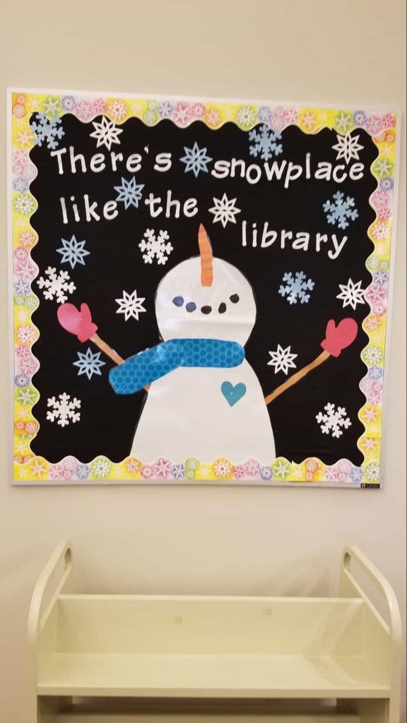 Image of snowy bulletin board 