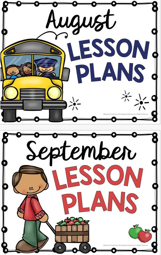 A decorative image with lesson plans written on it augist and september teaching plan