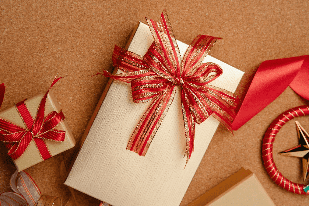 Image of a book wrapped as a present