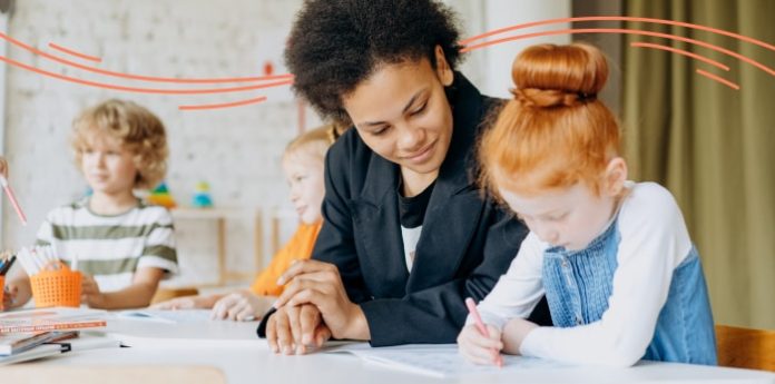 Image of a teacher and student studying