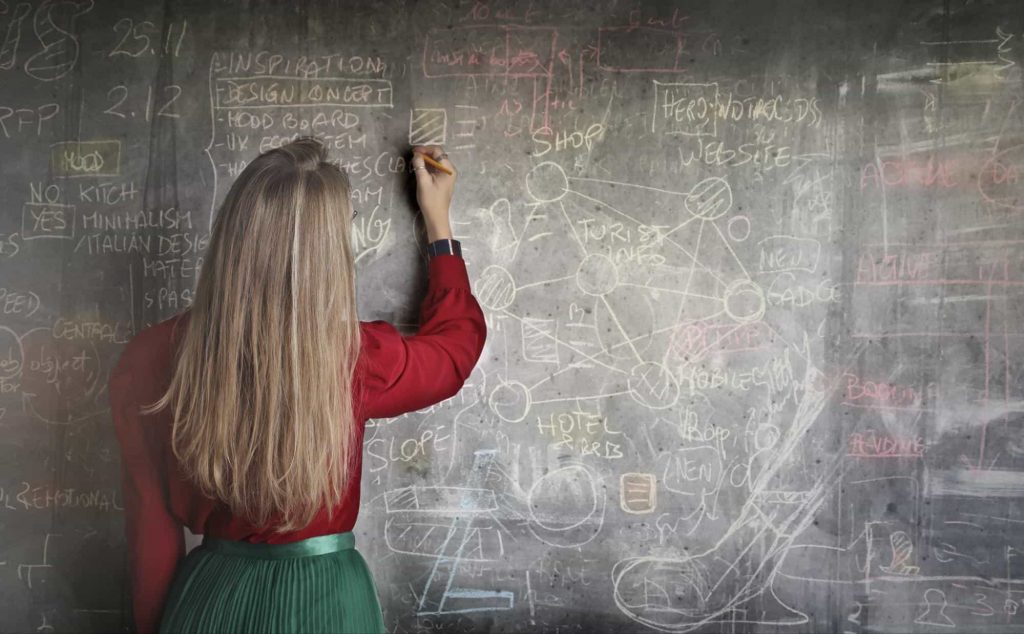 Image of a teacher writing on board