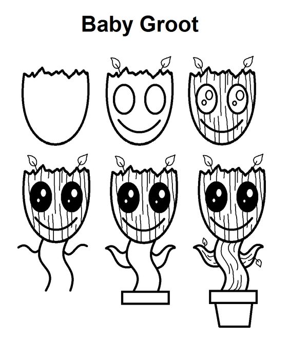 How to draw baby groot dancing art easy drawing ideas for kids