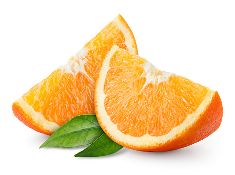 Orange fruit slice isolated on white