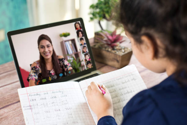 Image of a girl participating in online education at home