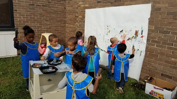 Kids painting on white sheet on wall Growth Mindset for Kids