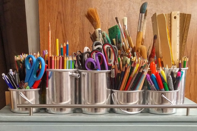 Pencils in stainless steel bucket Classroom Organization Ideas