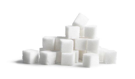Sugar cubes isolated on white background