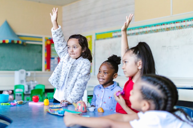 Group of little girls in the classroom scaffolding strategies