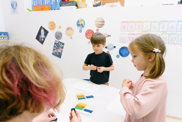 Kids doing artwork Healthy student centered learning environment