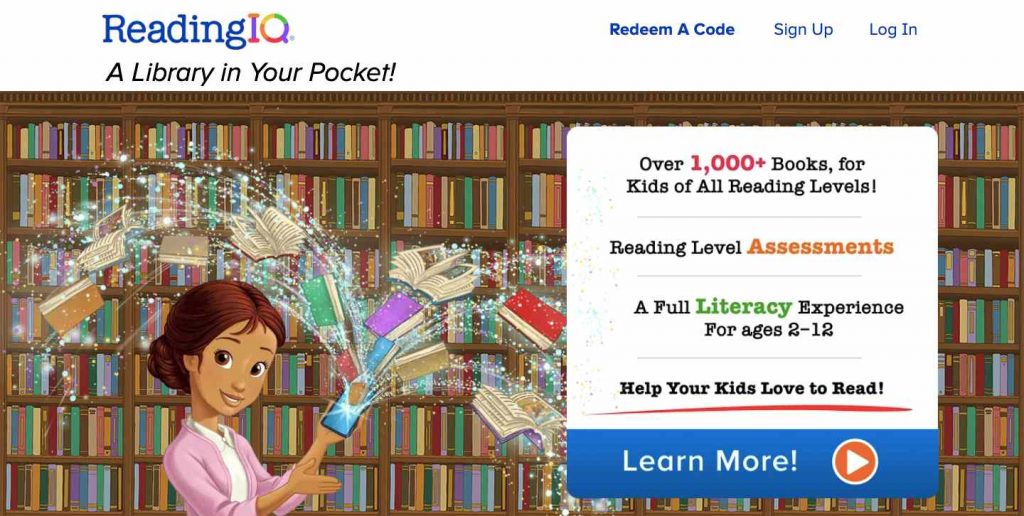 Website homepage of reading IQ