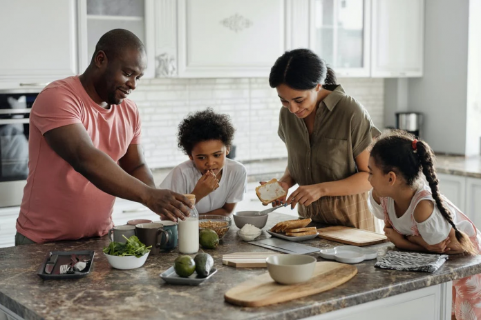 family cooking together In the kitchen at home
