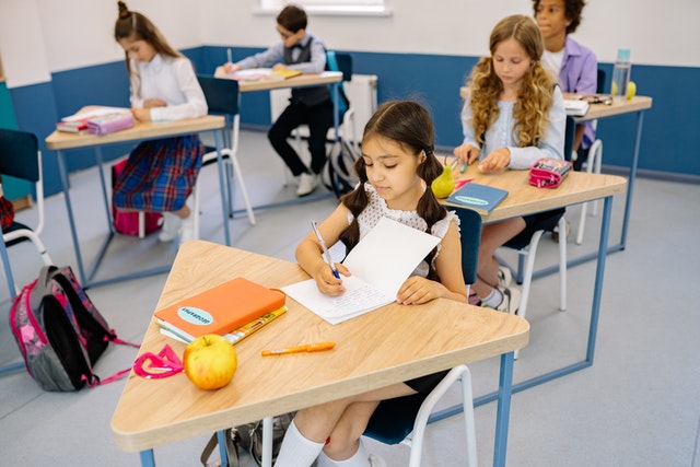 students sitting in the classroom making notes