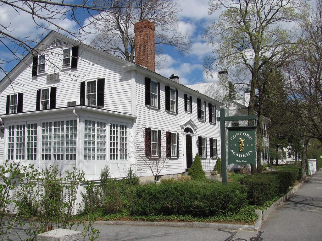 Main gate of the Concord academy in Concord Massachusetts