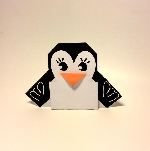 Penguin made of origami paper