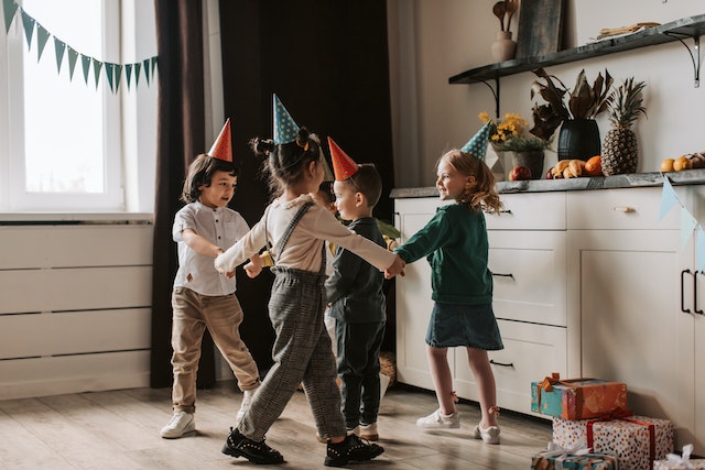 Children playing a game at a party