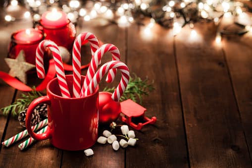 Candycane Candy cane on table with christmas light