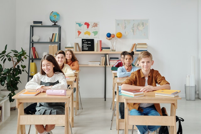 Students sitting in a classroom