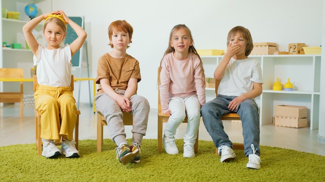 Kids playing ice breaker activity