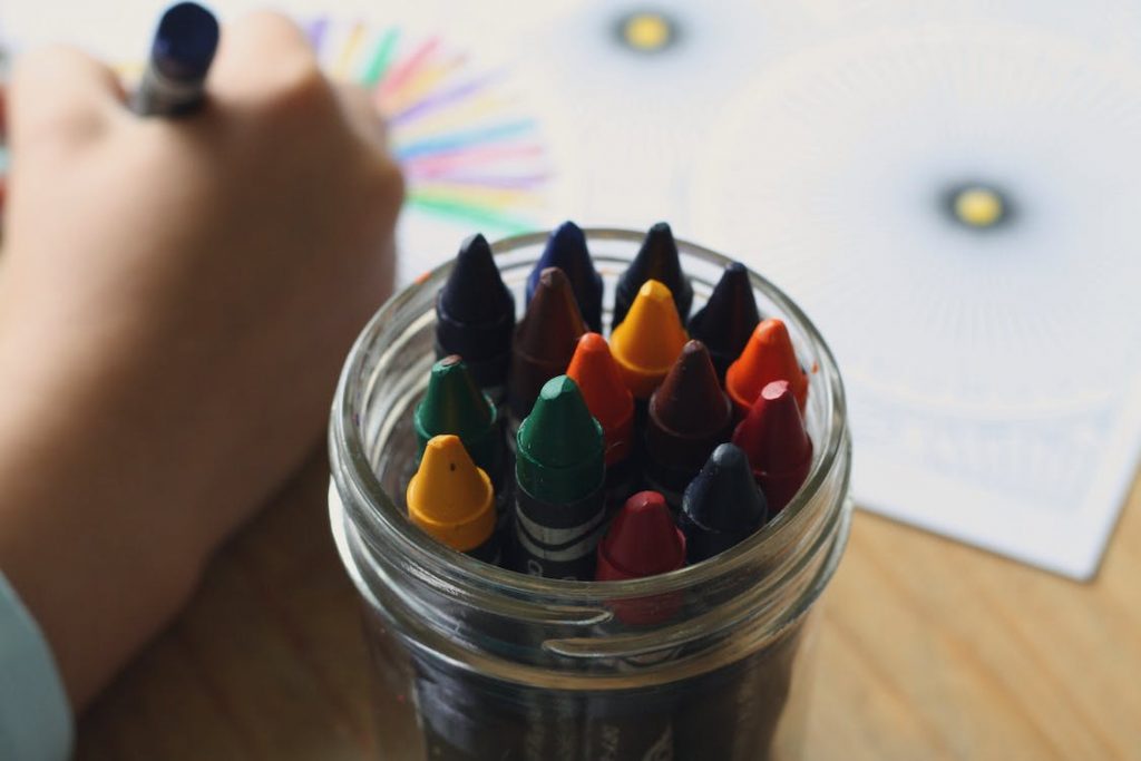 A jar of crayons