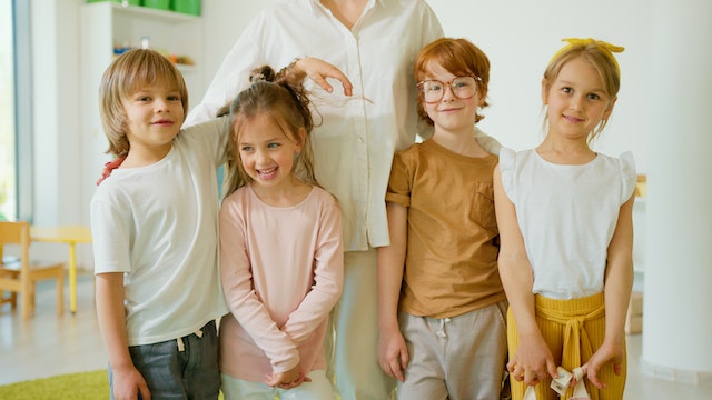 Kids standing in a line