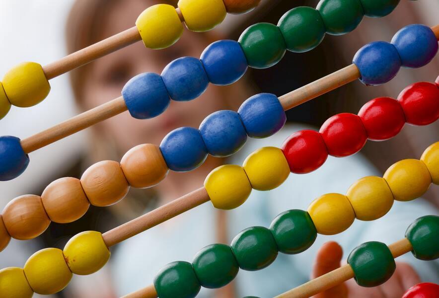 Abacus with beads of different colors