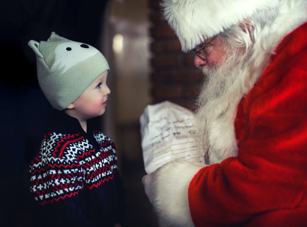 Boy talking to Santa