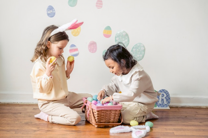 Children participating in spring activities
