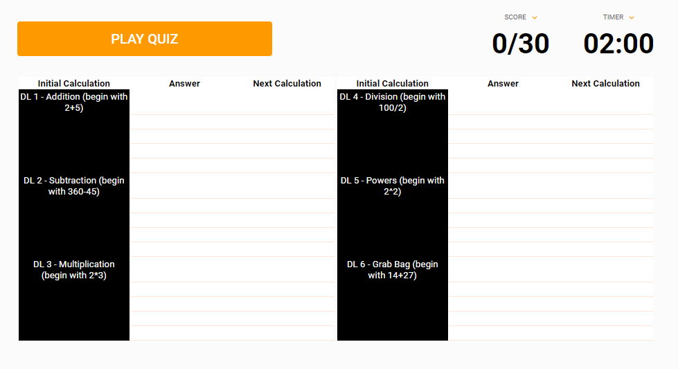 Game that increases calculation speed