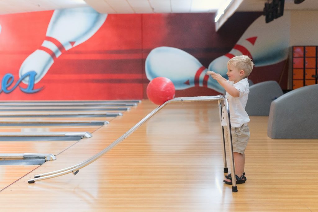 Little boy bowling