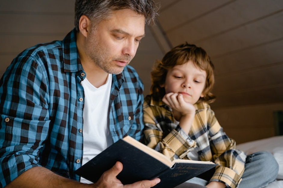 Parent reciting short poems with kid