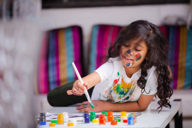 Girl painting picture Spring activities for preschoolers Girl painting picture in summers
