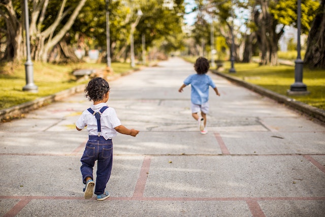 Kids participating in running activities