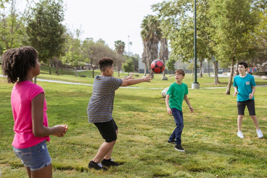 Group of kids playing with a ball