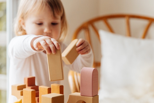 Preschool child learning about shapes