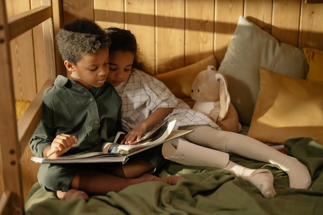 Children reading a book