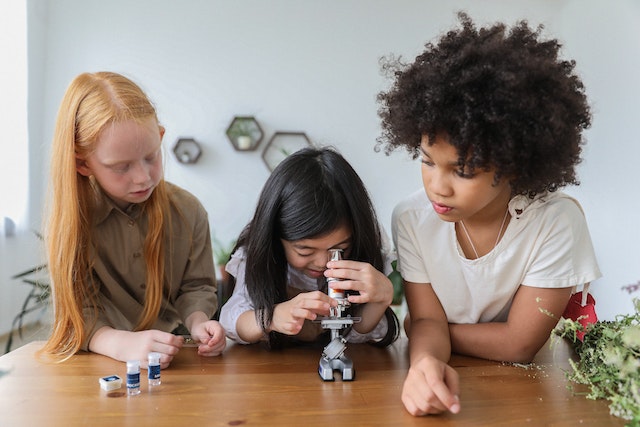 Children participating in science activities