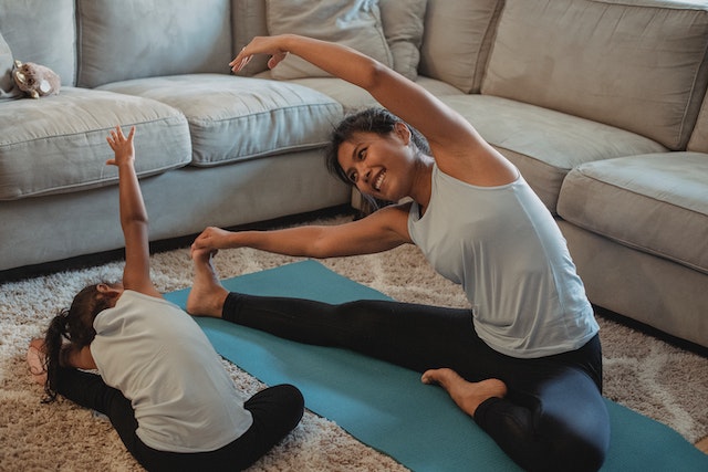 Parent and child stretching