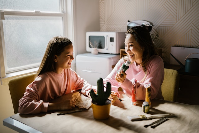 Parent and child having a conversation