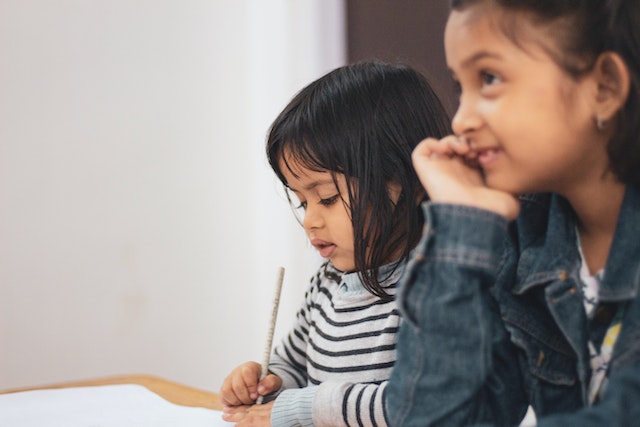 Children working on assignments